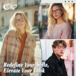 CGID Fake Glasses Clear Lens Non-Prescription Retro Rectangular Frame UV400 Protection Men Women CN12