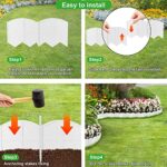 20Pcs Garden Edging Border Landscape Edging Lawn Garden Fence Decorative Landscape Border 20Ft Length Landscaping with 20 Pcs Stakes for Lawn Flower Bed Yard White