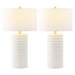 SAFAVIEH Lighting Collection Melina Bone & White 29-inch Table Lamp Set of 2 (LED Bulbs Included)