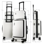 TRAVELARIM 22 Inch Carry On Luggage 22x14x9 Airline Approved, Carry On Suitcase with Wheels, Hard-shell Carry-on Luggage, Durable Luggage Carry-On, White Small Suitcase with Cosmetic Case