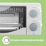 COMFEE’ Countertop Oven, Small Toaster Oven Combo 4 slice, Mini Oven for 9″ Pizza, Compact Oven, Bake, Broil, 950W, White, CTO-E101A(WH)