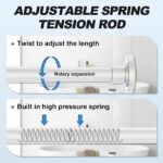 CorkLatta White Shower Curtain Rod 31 to 80 Inch,1 Inch Diameter Adjustable Spring Tension Stainless Steel Telescoping Rod,Easy Install,No Rust