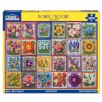 White Mountain Flower Crochet Puzzle 1000 Piece Spring Jigsaw Puzzles for Adult Grandparents