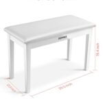 Donner Duet Piano Bench with Storage, Solid Wooden Keyboard Bench Piano Bookcase Stool Chair Seat with High-Density Sponges Padded Cushion, White