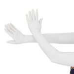 Ensnovo Adult Over Elbow 20.1″ Stretch Long Spandex Opera Gloves White,Large