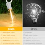 Brightever LED Outdoor String Lights,100FT Patio Lights with 52 Shatterproof ST38 Vintage Edison Bulbs 2700K Dimmable, Outside Hanging Light Waterproof for Porch Deck, Garden, Backyard, Balcony White