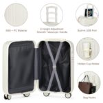 Luggage Sets for Women Men 4 Piece – Carry on Hardside Suitcase 20inch with USB Port, 360° Spinner Wheels, Duffel Bag, Cup Holder, Lightweight Luggage Set for Travel Vacation