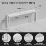 Bumusty Spice Rack Shelf for Kitchen Stove, 32″ Adjustable Oven Spice Rack, Seasoning Organizer Kitchen Shelves?White