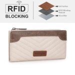 Wrangler Women’s Wallet Travel RFID Wallet Womens Slim Bifold Wallets, Card Cases & Money Organizers White Wallets for Women Ladies Female with Smooth Zippers