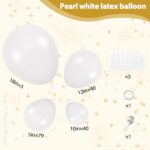 Ouddy Life 164Pcs Pearl White Balloons Different Sizes 18″ 12″ 10″ 5″ – Pearl White Latex Balloon Garland Arch Kit for Birthday Party Wedding Bridal Baby Shower Anniversary Graduation Decorations