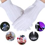 SATINIOR 10 Pairs White Cotton Marching Gloves Formal Tuxedo Guard Parade Gloves