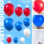 PartyWoo Red White and Blue Balloons, 140 pcs Red White and Royal Blue Balloons Different Sizes Pack of 18 Inch 12 Inch 10 Inch 5 Inch for Balloon Garland as 4th of July Decorations, Party Decorations