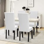 Easy-Going Dining Chair Covers Stretch Dining Room Chair Covers Set of 4, Parsons Chair Slipcovers for Dining Room, Ceremony, Banquet, White