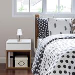 Simple Designs LT2013-WHT Mini Basic Sand Nickel Table Lamp with Fabric Shade, White