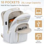WELIDAY Laptop Backpack for Women, 15.6 Inch Work Business Backpacks, Large Capacity Travel Backpack with USB Charging Port, School Backpack Work Backpack for Nurse Teacher, White