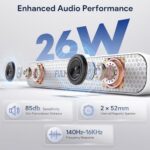 FULMINARE Bluetooth Speaker with 26W HD Sound, Portable Speaker Up to 30H Playtime, AUX&TF-Card&USB Input, LED Lights, Speakers Bluetooth 5.3 Wireless for Home/Party/Outdoor, Birthday Gift (White)