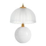 PARTPHONER Mushroom Table Lamp, Ceramic Bedside Lamp with Glass Shade, 3-Way Lighting (2700K-5000K) Rocker Switch, Small Nightstand Lamp for Bedroom, Living Room, Office, White