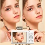 Digital Camera, 4K Vlogging Camera for YouTube Autofocus Cameras for Photography with 16X Digital Zoom, 48MP Compact Point and Shoot Digital Camera for Teens Adult with 32GB SD Card, 2 Batteries-White