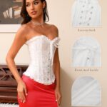 Vrapo White Corset Top for Women | Overbust Lace Up Waist Cincher Shapewear Lingerie – Size S
