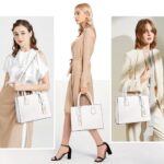 CHICAROUSAL Crossbody Purses and Handbags for Women PU Leather Tote Shoulder Bags Top Handle Satchel (White)