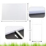 4 Pack Blank Yard Signs 17 x 12 in with Metal Stakes, White Plastic Yard Lawn Sign for Birthday Decoration,Garage Sale,Guidepost, Open House, Rent