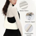 WisePoint Crescent Bag, Nylon Dumpling Bag with Zipper Mini Handbag for women, Fashionable Luna Bag for Shopping, Dating (White)