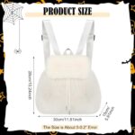 Abbylike White Fuzzy Backpack for Adults Fuzzy Furry Backpack with Adjustable Strap Plush Bag Clothing Accessories for Halloween Official Movie Costume