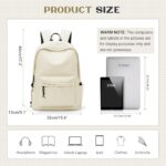 VGOCO School Backpack for Teens Girls Boys Lightweight Middle School Bookbag for Womens Simple High School Backpack Aesthetic College Backpack Causal Travel Daypacks Rucksack White