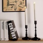 Homemory 6 Pack Flameless Taper Candles, No Remote, Realistic Flickering Battery Operated Candlesticks, White LED Plastic Candle Safe for Weddings, Table Decor, Christmas, and Halloween