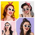 PLULON Vintage Narrow Cat Eye Sunglasses for Women Men Retro Cat Eye Sunglasses Womens Sun Glasses Retro Cateye Glasses for Boys Girls Birthday Summer Beach Pool Party