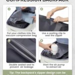 Vacuum Travel Backpack with Pump for Women,Personal Item Carry on Backpacks Flight Approved 18x14x8 inches for Men,Laptop Waterproof Work Compression bags Casual Daypack(White)