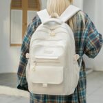 School Cute Aesthetic Backpack Girls Backpack for Students Kids Teen Girls Large Capacity Bookbags College Backpacks Laptop Lightweight Bookbag Casual Travel Daypacks School Bag?White?
