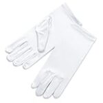 ZaZa Bridal Girl’s Fancy Stretch Satin Dress Gloves Wrist Length 2BL-Girl’s Size Medium (8-12yrs)/White