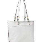 Michael Kors Women’s Winston Medium Top-Zip Pocket Tote Bag, Gold-Tone Hardware/Optic White, One Size