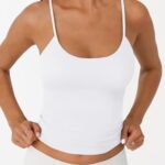 Trendy Queen Womens Spaghetti Strap Tank Top Summer Double Lined Workout Camisole Going Out Cute Tops Y2k Teen Girl Basic White XS