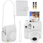 Fujifilm Instax Mini 12 Instant Camera Clay White + Minimate Custom Designed Case + Fuji Instax Film 10 Sheets & Photo Album