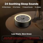 Sleep Sound Machine with White Noise, 24 Soothing Sounds & Max 8H Timer for Baby and Adult. Recessed Night Light Button, Dimmable Light, Plug in