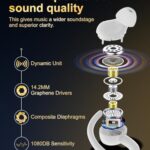 Wireless Earbuds, Bluetooth 5.4 Headphones Sport, Over Ear Buds With ENC Noise Cancelling Mic, 48H, Wireless Earphone With Earhooks, Stereo Deep Bass, IP7 Waterproof ear bud for Workout Running, White