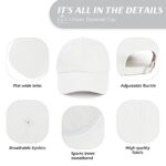 White Baseball Cap for Women Men Cute Summer Ponytail Golf Tennis Ball Hat Youth Running Workout Trucker Dad Hat