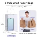 GSSUSA 5.25×3.75×8 20Pcs White Paper Bags With Handles?Small Gift Bags for Shopping,Craft,GroceryParty,Retail,Lunch,Business,Wedding,Merchandise,Boutique