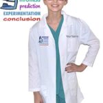 Custom Kids Science Lab Coat with Embroidered Name and Scientific Method Embroidery Design Size 12/14 White