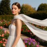 TWPER Bridal Neck Scarf Long for Wedding, 142 Inch White Wedding Scarf for Bride – Minimalist Tulle Wrap for Ceremony Elopement Reception Bridal Portrait Accessory