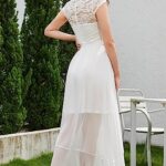 Bbonlinedress White Formal Wedding Bride Bridal Shower Dress Hi Lo Chiffon Women Floral Lace Vestidos De Novia Bridesmaid Dress White XL