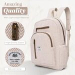 Handmade Backpack | Hemp Cotton Medium Daypack with 3 Compartments | 15L Lightweight Water Repellent Bag for Daily Casual Use | Off White Beige