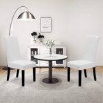 Easy-Going Dining Chair Covers Stretch Dining Room Chair Covers Set of 2, Parsons Chair Slipcovers for Dining Room, Ceremony, Banquet, White