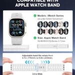 MoKo Ocean Band Compatible with Apple Watch Ultra 3/2/1 49mm,S11/S10 46mm,9/8/7 45mm,SE3/SE2/SE/6/5/4 44mm,3/2/1 42mm, Silicone Replacement Strap Sport Wrist band for Men Women, White