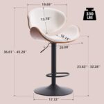 YOUNIKE White Bar Stool 1PC Adjustable Swivel Bentwood Barstools for Kitchen Island Faux Leather Upholstered Bar Chair Counter Stools with Back and Footrest