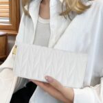 AdiStylinno Women Wallet, PU Lightweight Large Capacity Long Wallet, Quilted Ladies Clutch Wallets for Work Gathering Travel (White)