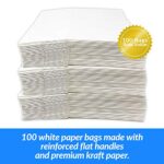 Reli. 100 Pack | 10″x6.75″x12″ | Large White Paper Bags w/Handles | Ideal for To Go/Take Out/Restaurant Bags with Handles, Shopping, Retail, Gifts | 25% larger than 10″x5″x13″