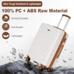 Romswi 3 Piece Luggage Sets, Expandable PC+ABS Hardshell Suitcase Set with TSA Lock YKK Zipper and Dual Spinner Wheels, Large Checked Travel Suitcases, 22/26/30 Inch, White